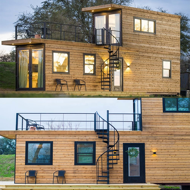 40ft Luxury Tiny Wooden Prefab House Contain Living Two Storey Container Prefabricated Home Buildings Cabins Apartment